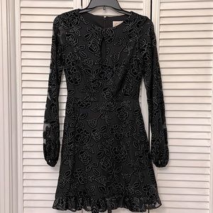 NWT Gianni Bini Black dress with black/silver velvet rose pattern